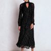 Tie Neck Midi Dress-Black and Silver Clip
